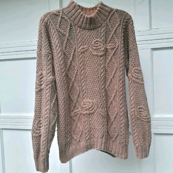 Chunky Cable Knit Vintage Sweater Hand Knitted S - Picture 6 of 11
